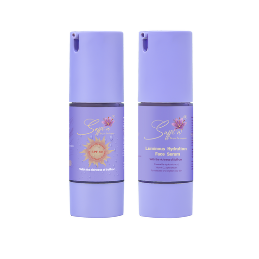 Glow & Protect Set: Luminous Hydration Face Serum+ Water Resistant SPF 50 Sun Defence Cream