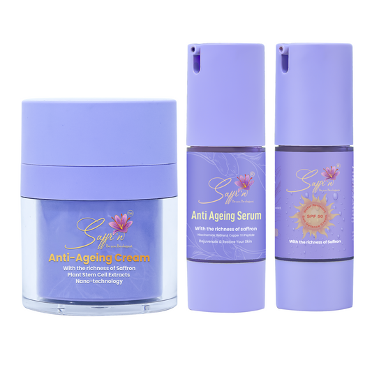 Complete Age-Defy Kit: Water Resistant SPF 50 Sun Defence Sunscreen +  Anti-Aging Serum + Anti-Aging Cream